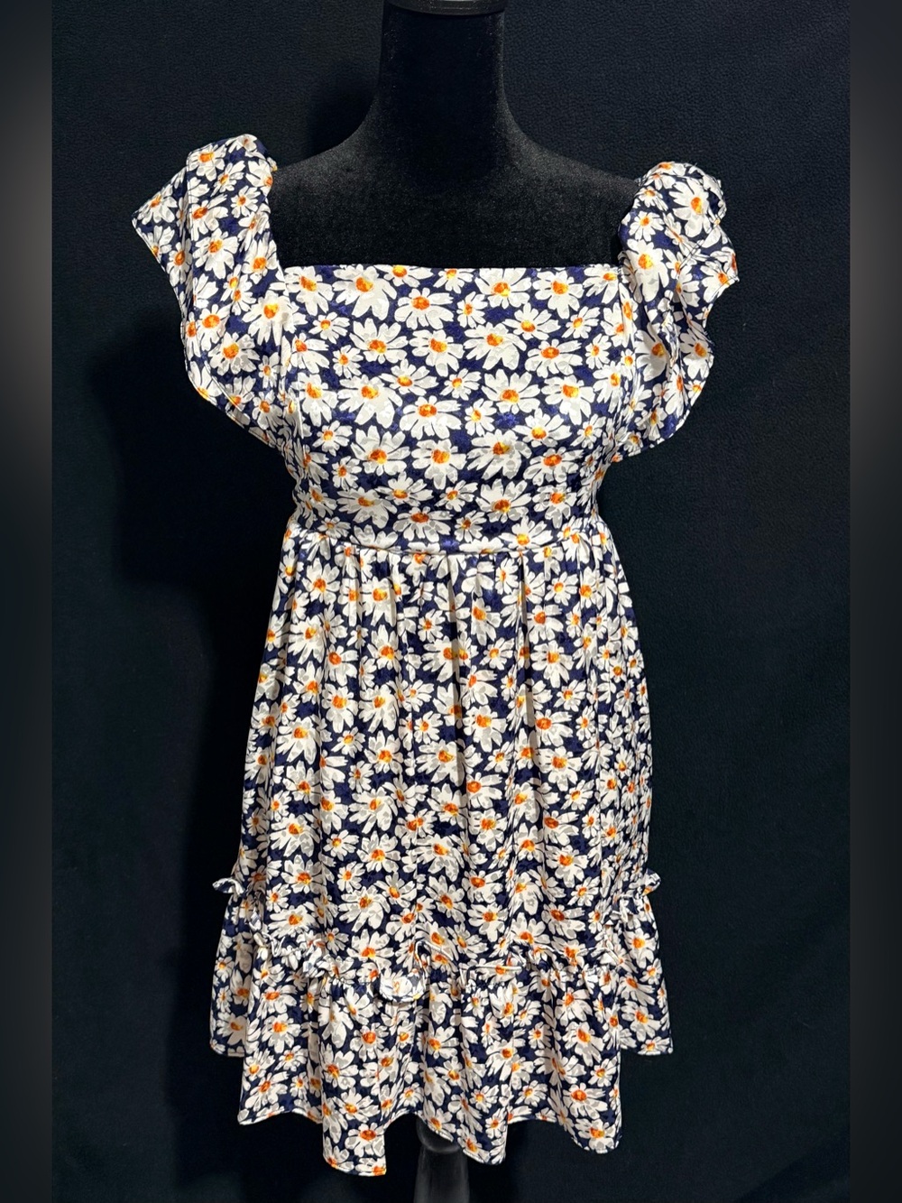 Altar'd State Navy Blue Daisy Print Mini Dress